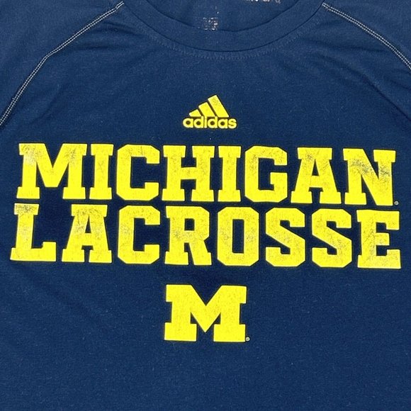 Michigan Wolverines‎ Shirt Men's L Blue adidas Climalite Long Sleeve Lacrosse - Picture 2 of 9